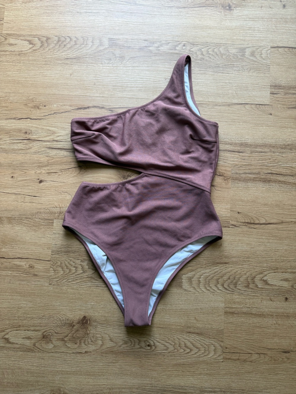 Mauve Ribbed Bikini Bottoms - High Cut